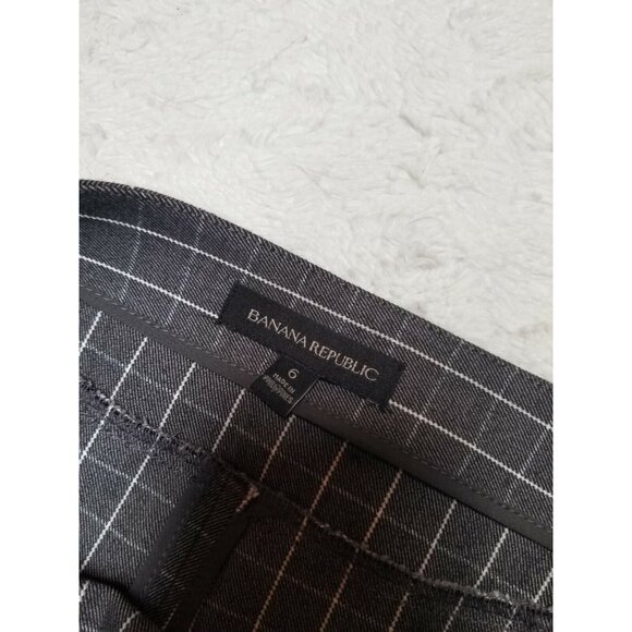 Banana Republic Womens Pencil Cut Straight Skirt Back Zipper Plaid Size 6 Gray - Picture 5 of 7